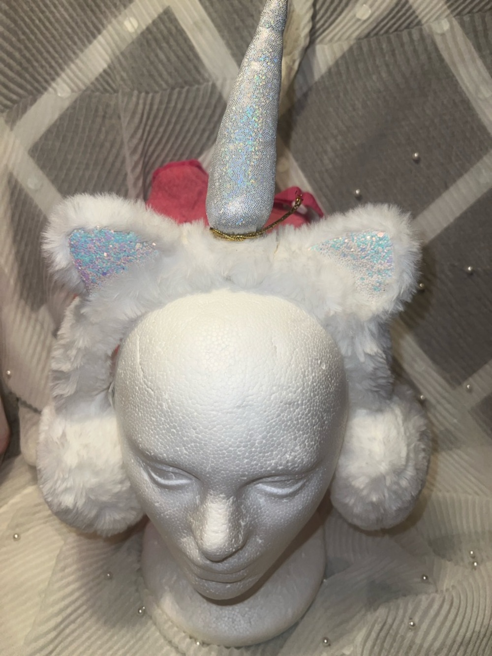 White Unicorn Ear Muffs Headband for Kids
